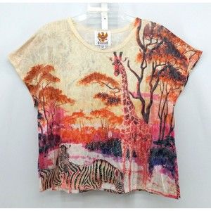 Amerimode Shirt Women's L/XL Safari Tee Shirt Short Sleeve